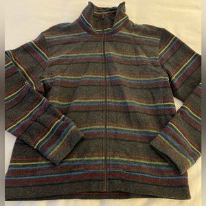 𝅺Robert Graham Grey Wool Stripe Zip Up Sweater